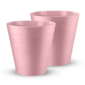 MantraRaj Pack Of 2 Plastic Waste Paper Bin 6L Round Waste Basket Trash Can Lightweight Rubbish Bin (Pink)