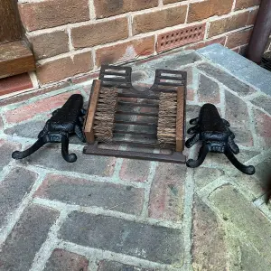 Cast Iron Boot Jack and Scraper with a Pair of Beetle Boot Jacks