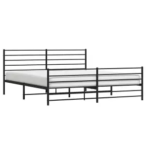 Berkfield Metal Bed Frame with Headboard and Footboard Black 200x200 cm