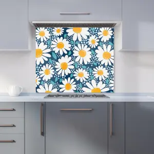 Camomile Flowers Premium Glass Kitchen Splashback W900mm x H650mm