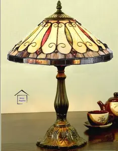 BELOFAY Stained Glass Handmade Tiffany Style Table Lamp for Living Room 12" Wide, 18" height