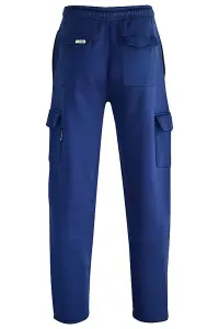 MS9 Mens Cargo Combat Fleece Trouser Work Tracksuit Jogging Bottoms Pants H20, NAVY - XL