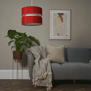 ValueLights Sophia Modern 2 Tier Red Cylinder Ceiling Pendant Light Shade