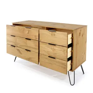 Core Products Augusta Pine 3+3 drawer wide chest of drawers