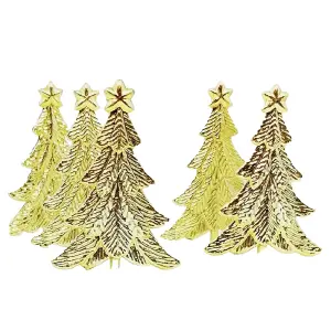 Anniversary House Tree Festival Plastic Cake Topper (Pack of 6) Gold (One Size)