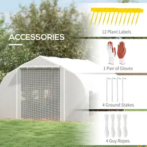 Outsunny 4 x 3(m) Walk-in Tunnel Greenhouse, Roll Up Sidewalls, Mesh Door