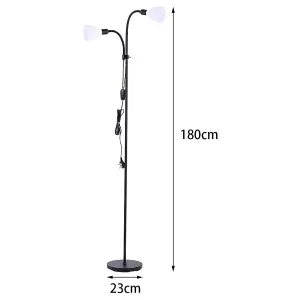 Modern 2 Head Adjustable Standing Reading Floor Lamp Floor Light 180 cm