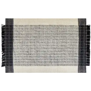 Wool Area Rug 140 x 200 cm Black and White KETENLI