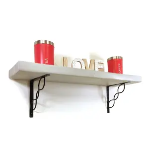 Wooden Rustic Shelf with Bracket WPRP Black 170mm 7 inches Antique Grey Length of 110cm