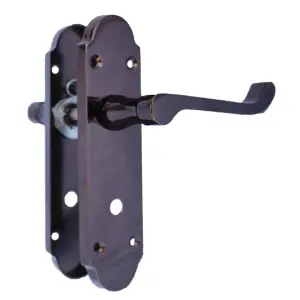 Epsom Door Handle Bathroom Lock Scroll Lever - Black Nickel Pack