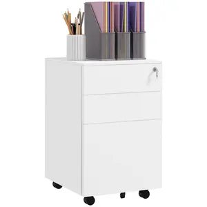 37cm Wide 3 -Drawer Mobile Steel File Cabinet