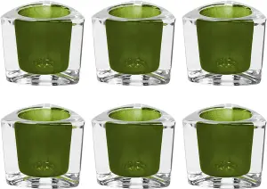 simpa 6PC Heavy Weight Glass Tea light Holders - Green