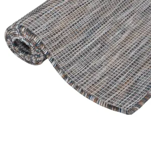 Outdoor Flatweave Rug 100x200 cm Brown and Blue