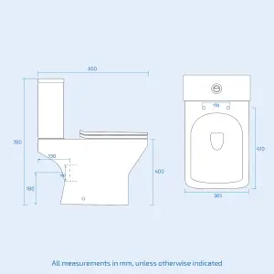 Nes Home 600mm Steel Grey Basin Vanity & Rimless Close Coupled toilet