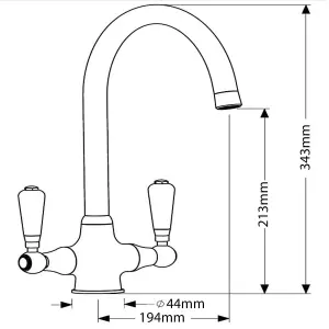 Twin Lever Kitchen Mixer Tap In Chrome & White - CHIANTI