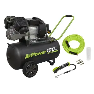 Sealey Air Compressor 100L Direct Drive 3hp & Air Accessory Kit SAC10030VEKIT