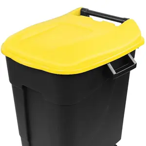 120 Litre Wheelie Bin with Foot Pedal - Yellow Lid