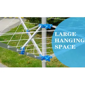 Freestanding Rotary Airer 15M Steel Portable Outdoor Clothes Washing Line Dryer