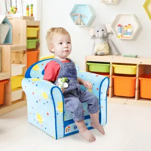 Costway Kids Sofa Children Armrest Upholstered Chair Cute Pattern Armchair Solid Frame