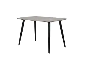 Core Products Aspen Grey Oak Effect 120cm Rectangular Dining Table with 4 Black Plastic Duo Design Chairs