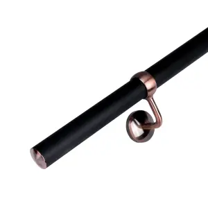 Matt Black Stair Handrail Kit & Antique Copper Bracket 1.2m X 40mm