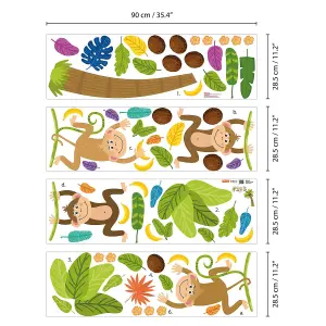 Walplus Colourful Jungle With Happy Monkeyskids Sticker PVC Multicoloured, Green, Brown