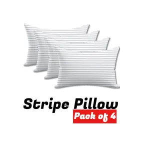 Stripe Pillows Hollowfiber Extra Filled Plump Bounce Neck Back Head Support Bed Pillows Pack of 4