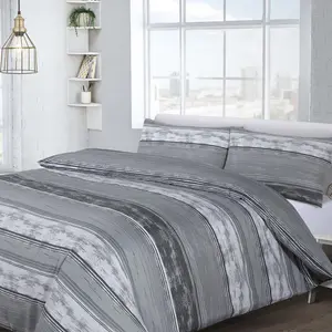 Rasheema Duvet Set Grey / Modern Stripe Brooklyn / Single - 1 Standard Pillowcase