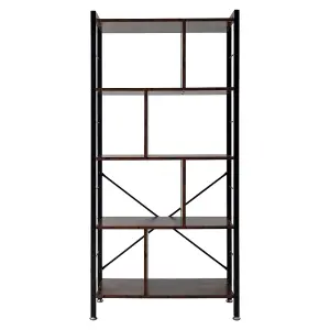 5 Tier Bookcase Display Rack Bookshelf Industrial Standing Book Storage Organizer