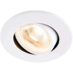 4 PACK Recessed Tiltable Ceiling Downlight - 8.5W Warm White LED - Matt White