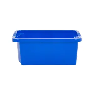 Wham 4x Stack & Store 16L Blue Plastic Storage Boxes. Home, Office, Classroom, Playroom, Toys, Books. L42 x W32 x H17cm