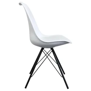 Soho White Plastic Dining Chair with Black Metal Legs