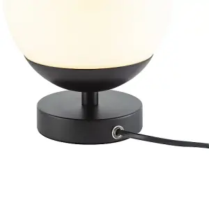 Modern Touch Dimmable LED White Globe Glass Table Lamp with Matte Black Base