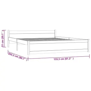 Berkfield Bed Frame Black Solid Wood 150x200 cm King Size