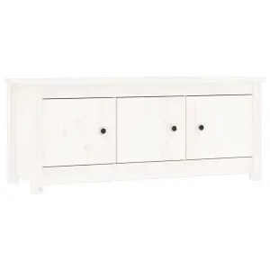 Shoe Cabinet White 110x38x45.5 cm Solid Wood Pine