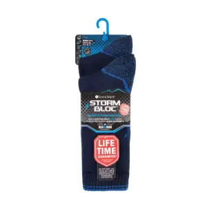 Storm Bloc - 2 Pairs Heavy Duty Reinforced Cotton Work Socks 6-8 A Blue