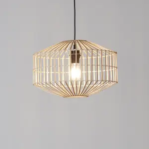 GoodHome Wutai Natural Pendant ceiling light, (Dia)380mm