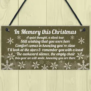 Red Ocean Memorial Christmas Plaque In Memory Of Mum Dad Nan Grandad Hanging Christmas Tree Decoration Sign Gifts