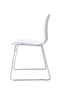 Set of 4 White Stackable Textured Chairs  with Metal Frame