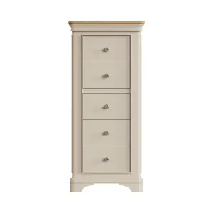 Large 5 Drawer Chest Of Drawers Solid Oak Putty Finish Ready Assembled