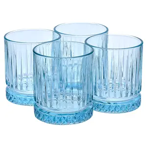 Queensway Home & Dining 8 Pcs Combopack of 355ml & 450ml Blue Coloured Tumblers Drinking Whiskey Glass Sets