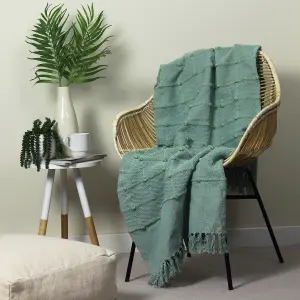 furn. Motti Woven Tufted Striped Tasselled Throw