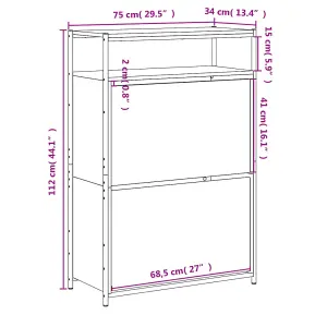 Shoe Cabinet Sonoma Oak 75x34x112 cm Engineered Wood