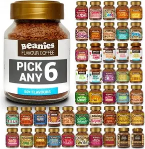 Beanies Flavoured Instant Coffee Pick Any 6 Jars (50G) From 38+ Blends Inc. Chai Latte, Nutty Hazelnut, Mocha, Creamy Caramel, Amaretto Almond,