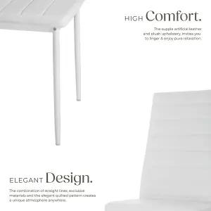 Dining Chairs - high backrest, padded, synthetic leather  - white