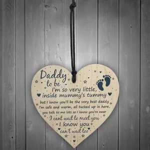 Red Ocean Daddy To Be Gifts Sign Baby Shower Dad Friendship Gift Wood Heart Party Decoration New Baby From Bump Present