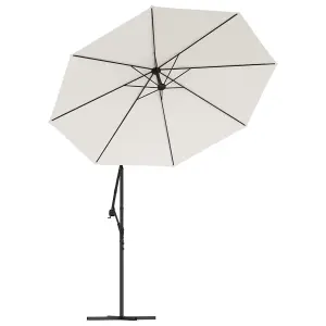 Berkfield Hanging Parasol with LED Lighting 300 cm Sand Metal Pole