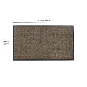 JVL Heavy Duty Barrier Door Mat, 80x140cm, Brown/Black