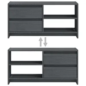 vidaXL TV Cabinet Grey 80x31x39 cm Solid Pinewood