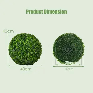 Costway 2PCS 40cm Artificial Topiary Balls Faux Pot Plant Wedding Party Garden Home Decor